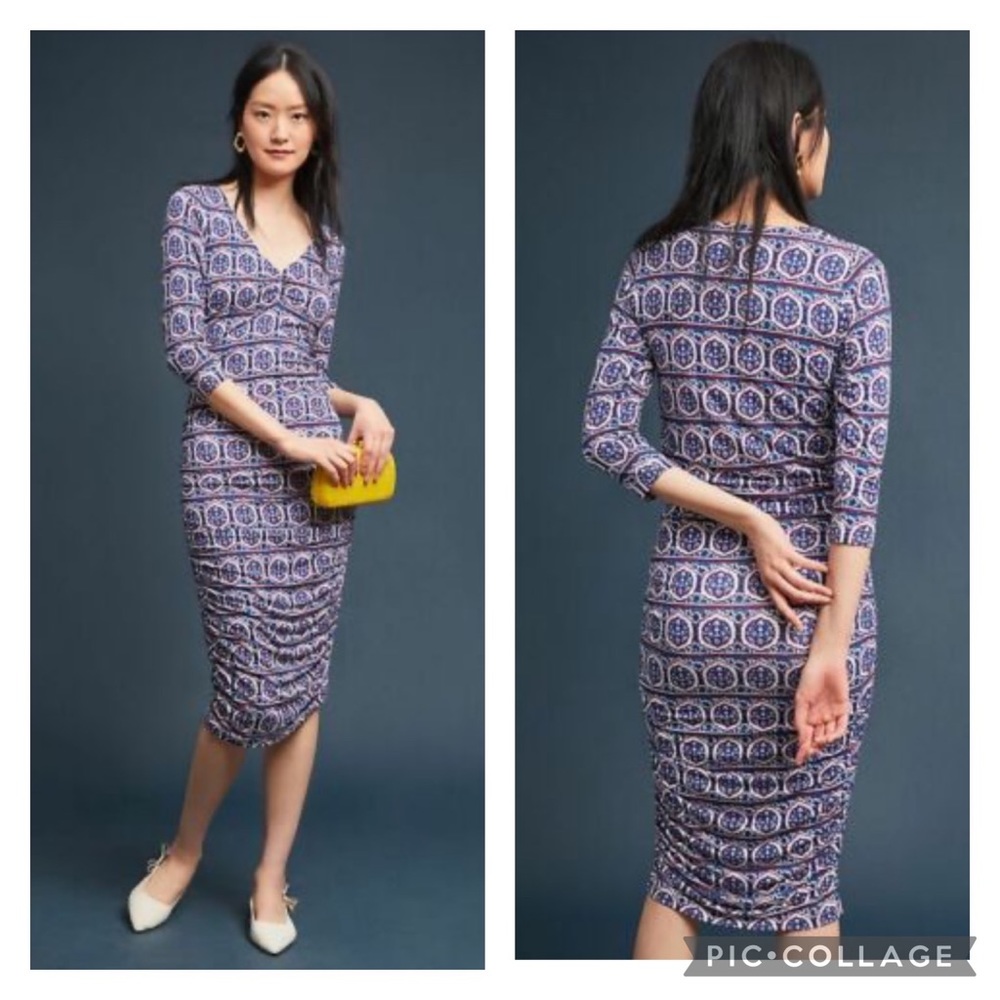 EUC Anthropologie Moulinette Soeurs Medea Ruched Column Dress
